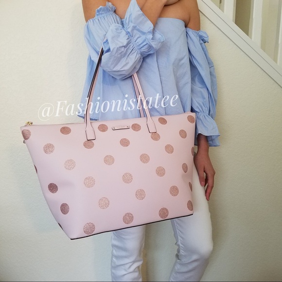 NWT KATE SPADE NEW YORK LARGE HANI HAVEN TOTE PINK - Picture 2 of 8